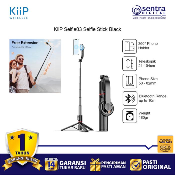 Gambar KiiP Wireless Selfie Stick Bluetooth Tripod Magnetic Magsafe For Handphone 104cm Selfie03 Black dari Sentra Digital Kota Surabaya Tokopedia
