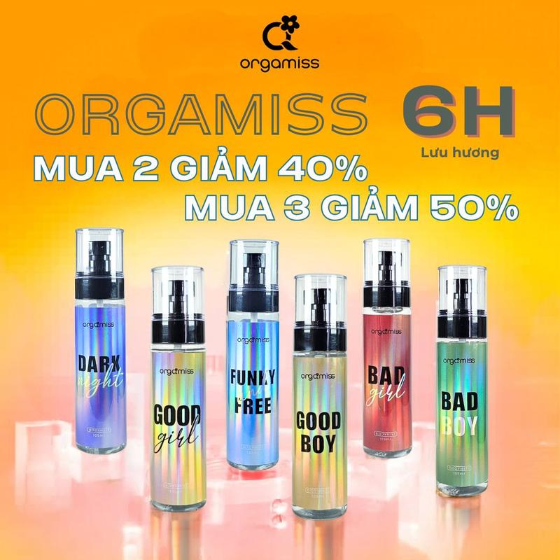 [MUA 2 GIẢM 40%, MUA 3 GIẢM 50%] Body  Mist ORGAMISS Nước Hoa Toàn Thân Nam Nữ, Học Sinh Sinh Viên, Đi Học, Đi Chơi Hẹn Hò Lưu Hương Lâu Perfume Cosmetic Women Mỹ Phẩm Chai Xịt 30ml - 105ml Xịt Thơm Xịt Thơm Xịt Thơm