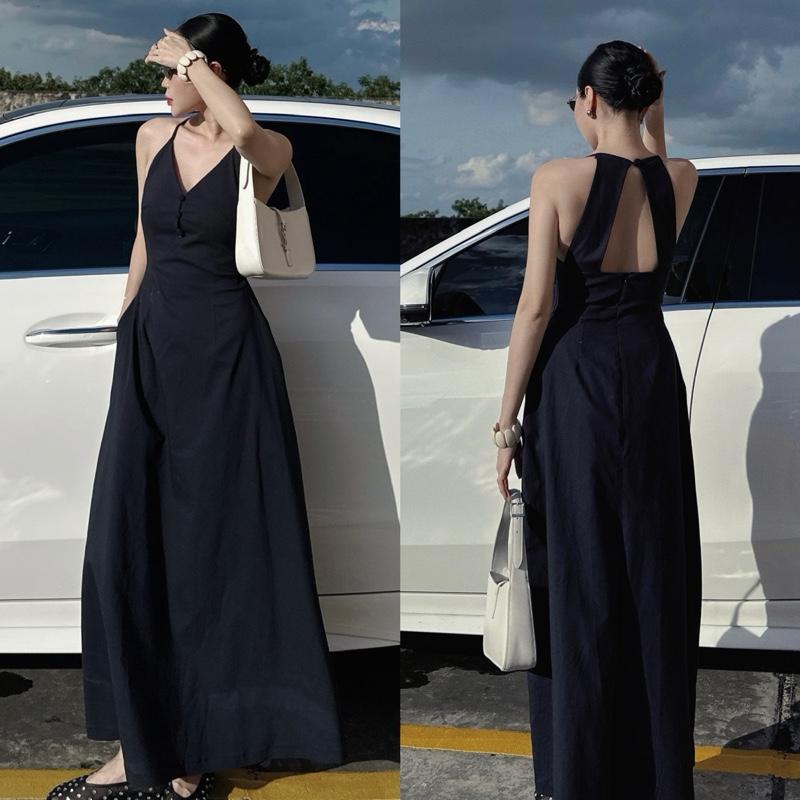 Váy kẻ sọc hở lưng | LUTA | Dress Nữ Women váy tiệc