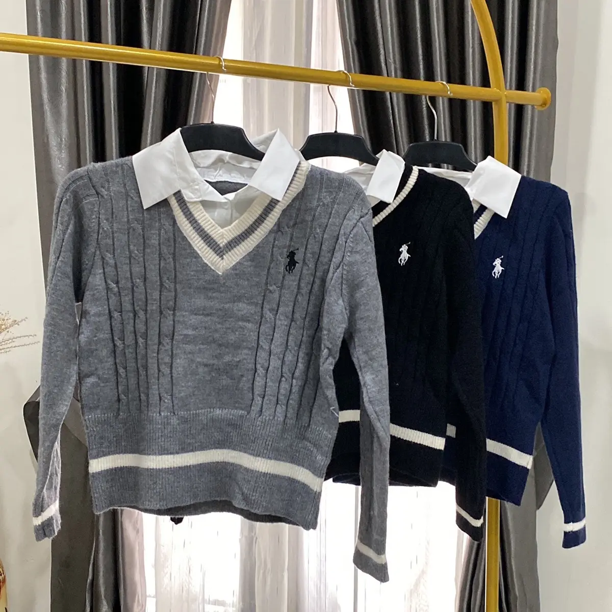 SWEATER KERAH POLO IMPOR BKK Atasan Panjang