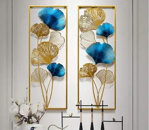 Walldecor Berkah Satu Set Isi 2 Hiasan Dinding Aesthetic Dekorasi Ruang Tamu Besi Frame Metal Gold