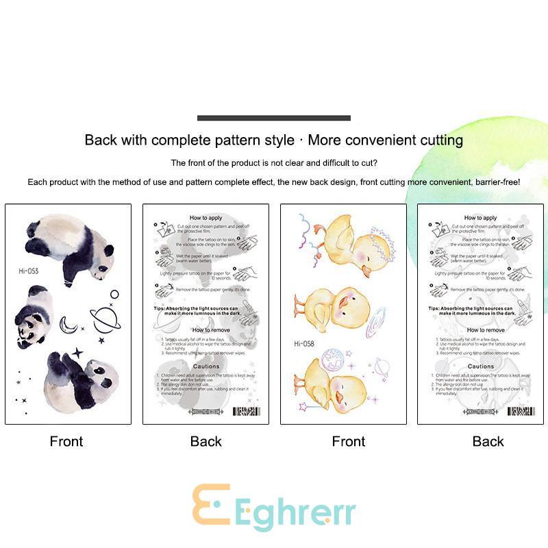 ✨EG-Blue Green Luminous Waterproof Cartoon Space Animal Tattoo Stickers Music Festival Face Stickers-Eghrerr 6
