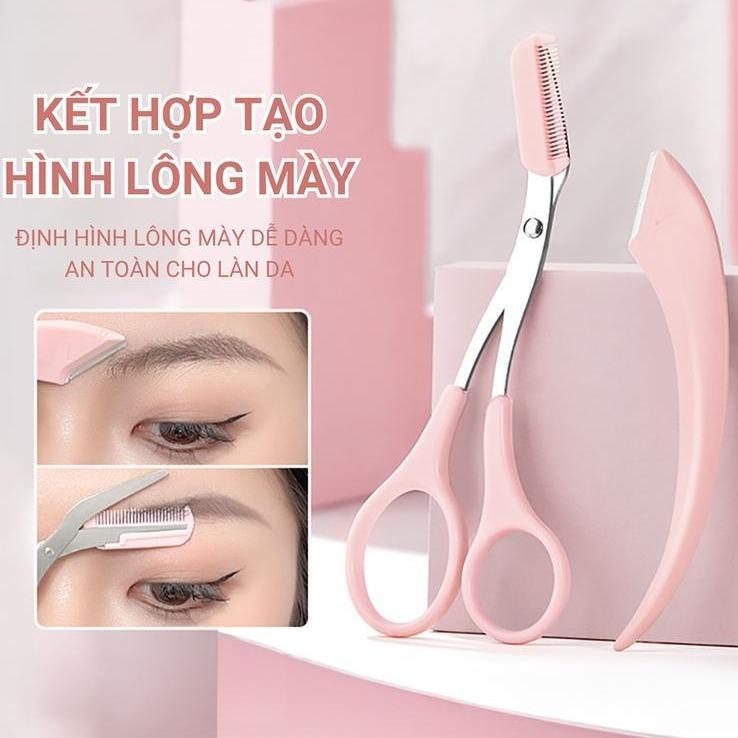 Bộ Dụng Cụ Cắt Tỉa Lông Mày Kèm Lược Chải Tiện Dụng Cho Người Mới Bắt Đầu