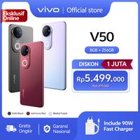 Gambar [ONLINE EXCLUSIVE] vivo V50 5G (8/256) Rounded-edge Design, ZEISS Group Potrait, 6000mAh Battery+90W Flashcharge, IP68+IP69, vivo AI - Blissful Purple dari vivo Indonesia Kab. Tangerang 1 Tokopedia