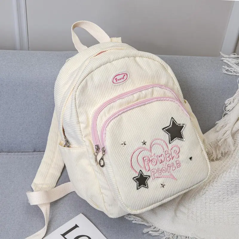 Corduroy tas sekolah kecil fashion korea bag kuliah tas ransel wanita Import Tas Sekolah Kecil Ringan Komuter 0