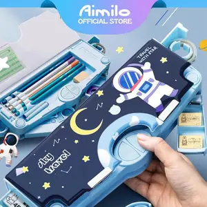 [READY] Aimilo Tempat Pensil Multifungsi Kotak Pensil Anak Lengkap Peruncing Gunting Isolasi Penghapus Penggaris Alat Tulis Sekolah Stationery Plastic
