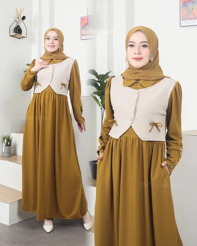 Azura Dress Knit Gamis Knit Rompi Gamis Rompi Gamis Cardi Gamis RSM 3