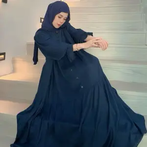 MIDI DRES HAFIZHAH LENGAN BALON polos 120 pj 125 by galery hafizhah premium quality best seller