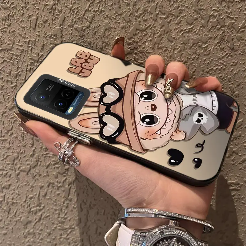 Cocok untuk VIVO Y21 Y21A Y21S Y33S Y32 Kotak Pelindung Ponsel Anti gores Hardcase IMD Model baru yang keren La bubu Bahan akrilik permukaan matte Rasa kemewahan kartun lucu Perumahan tahan benturan gaya busana Penutup belakang tahan guncangan Casing Pons