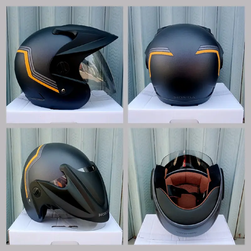 helm honda half face Blue V2 originall ahm 0