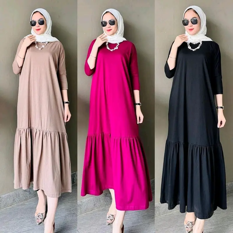 DIFA DRESS / GAMIS KAOS COMBAT / GAMIS REMPEL BAWAH / GAMIS BAHAN KAOS POLOS SIMPLE ELEGAN 0