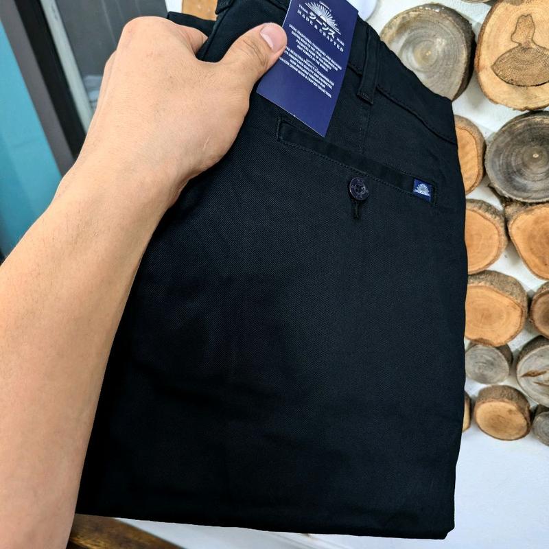 Quần Kaki nam túi chéo vải nhật màu đen dáng suông
