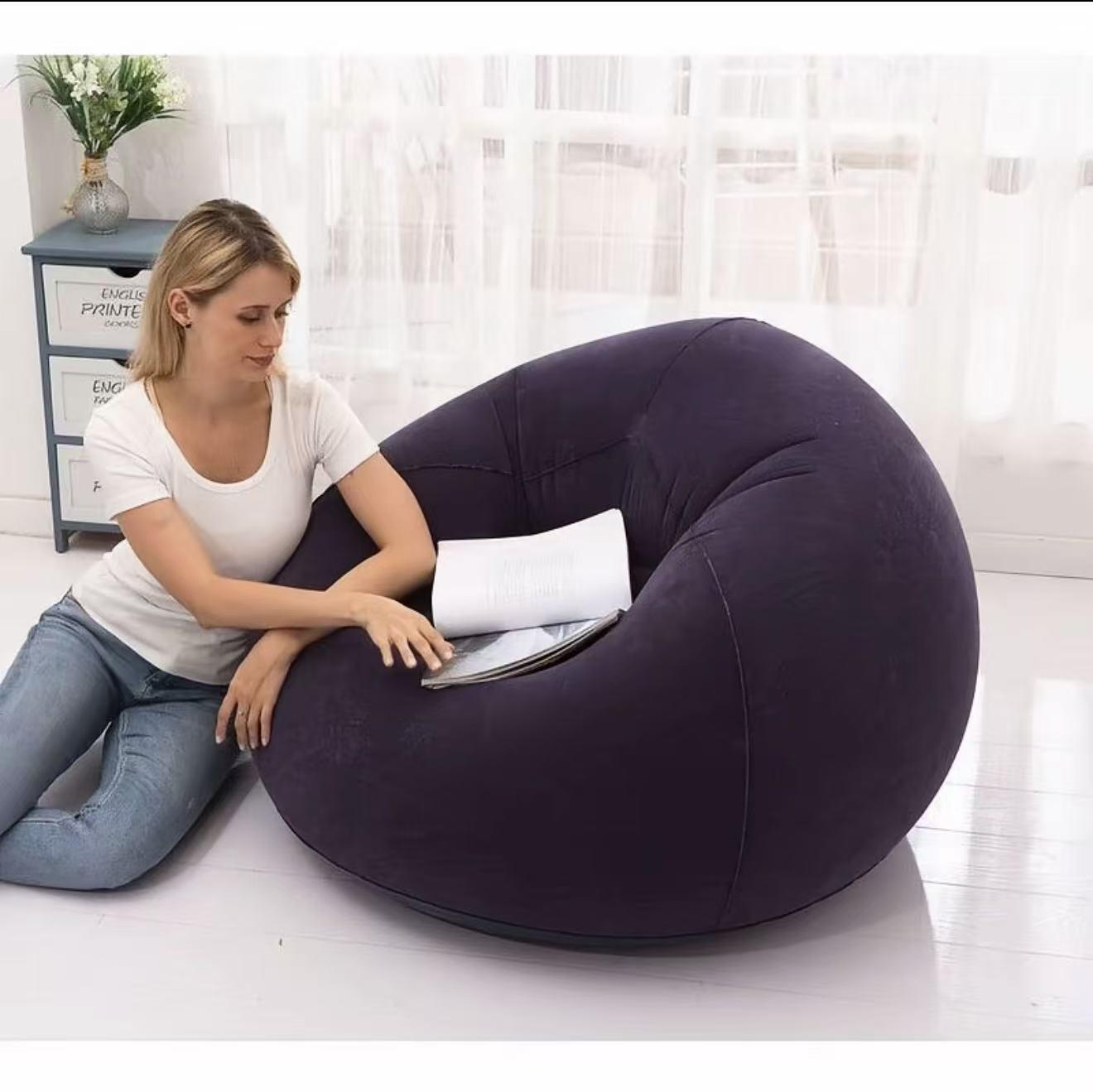 Cutebaby Bag Dewasa Single Sofa Minimalis Sofa Millenial Bean Bag Portabel Sofa Empuk Ultra Bentuk Bulat Untuk Kamar Asrama Luar Ruangan Furniture Sofa tiup Pompa Gratis