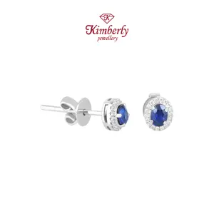 Anting Berlian Batu Blue Sapphire KER905565 - Kimberly Jewellery