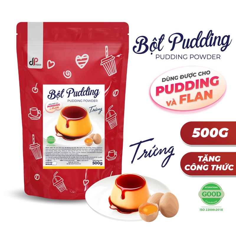 Bột Pudding Trứng DPFOOD - Gói 500G - Thơm Ngon Mềm Mịn - Làm Topping Trà Sữa Chè Cacao Milo Dầm