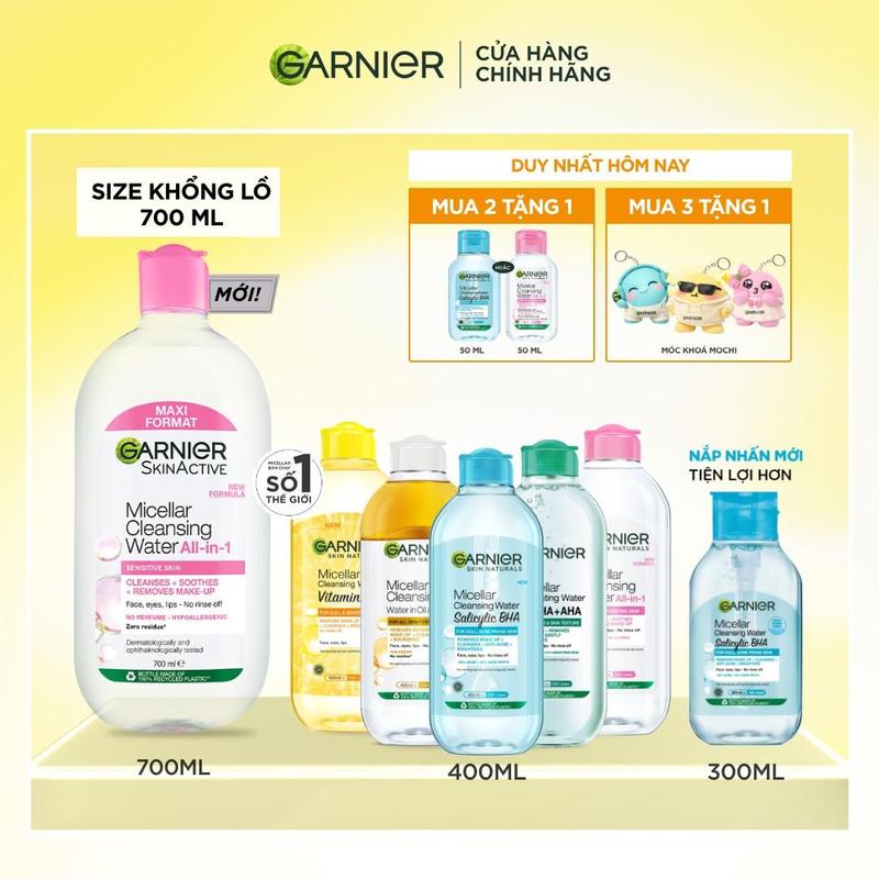 Nước Tẩy Trang làm sạch sâu dịu nhẹ cho mọi loại da - Garnier Micellar Cleansing Water 400ml