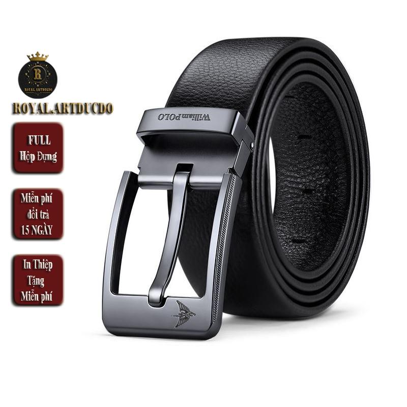 Thắt lưng nam hàng hiệu WilliamPOLO full hộp đựng chất liệu da bò nguyên tấm POLO P24PD305