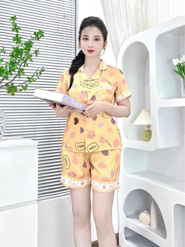  Bộ đồ ngủ nữ lụa latin tay ngắn - quần đùi họa tiết dễ thương - 4 màu hot trend 