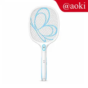 AOKI Raket Nyamuk Elektrik Rechargeable LED USB Type-C 1200mAh Anti Nyamuk Listrik 3 Layer