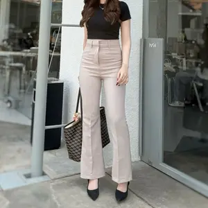 Urchoice - Kylie Cutbray Highwaist Pants - Cutbray Flare Pants Wanita - Celana Anti Kusut