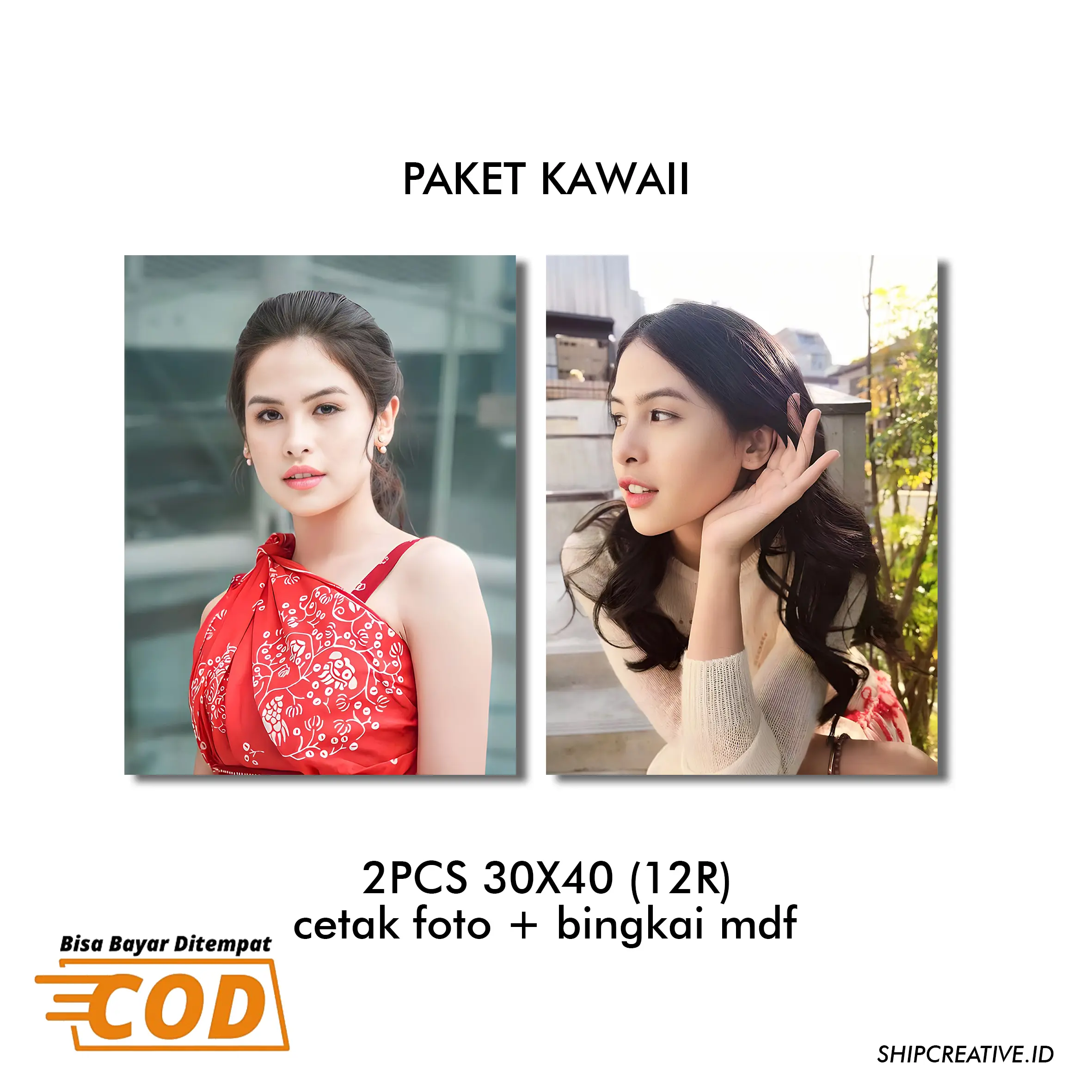 PAKET 2PCS 30X40 (12R) CETAK FOTO DENGAN BINGKAI MDF Dinding bingkai foto aesthetic persegi panjang mini malis putih