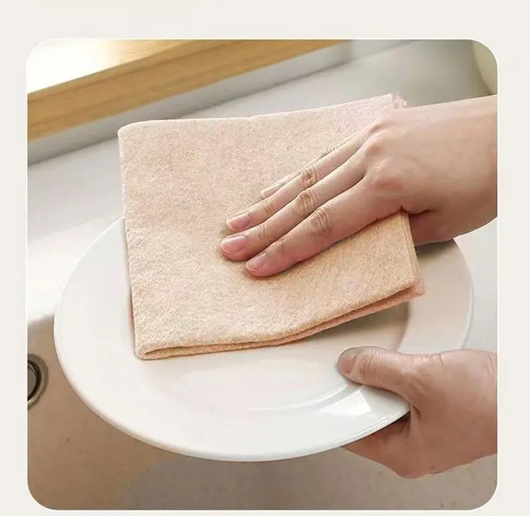20 pcs Kitchen utensible loofah rag Oil-free thickened dish towel oil-absorbent  Water Absorbent easy to clean washable plant fiber cleaning cloth