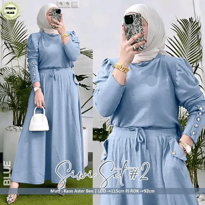 Siwi set bahan kaos premium aksen kancing fariasi Baju Muslim 5