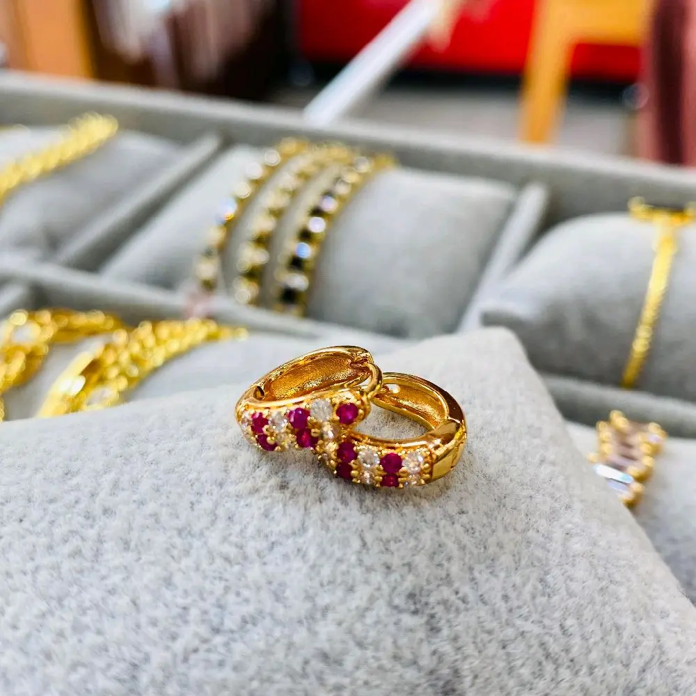 SUMBAR PERHIASAN anting permata merah putih (beli 2 apapun gratis 1 cincin)