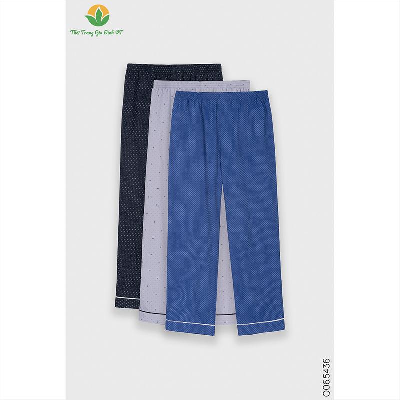  Quần cotton nam trung niên quần Pijama ông già mặc nhà thời trang Việt Thắng gấu phối lé vải màu kẻ sọc - Q06.5436 Menswear Áo 