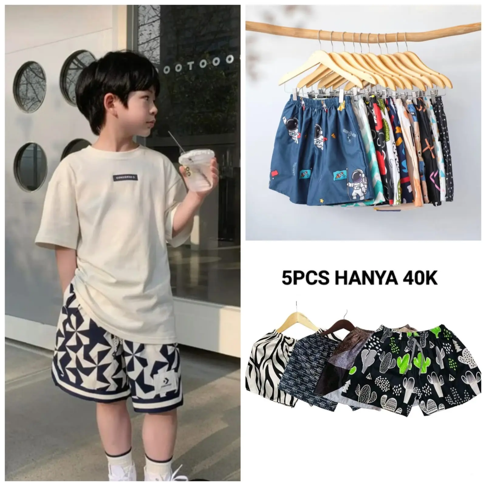 pkaet 4 pcs Celana Boxer Anak Termurah// Celana Pendek Boxer 40K dapat 5Pcs// Celana Pendek Anak Umur 6-8 Tahun// Boxer Anak Unisex