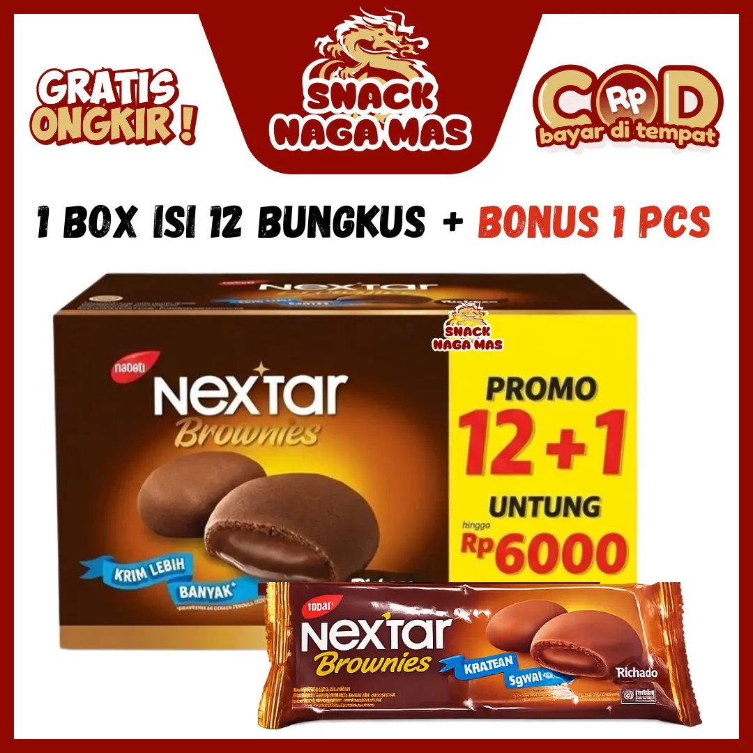NABATI NEXTAR BROWNIES NEXTAR MINI BRONIS [1 BOX ISI 12 BUNGKUS + BONUS 1 PCS]