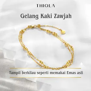 THIQLA - Gelang Kaki Jedar ZAWJAH - Gelang Kaki Dewasa Jumbo Bisa Serut - Gelang Kaki Wanita Rumbai - Gelang Kaki Cewek 2 Layer