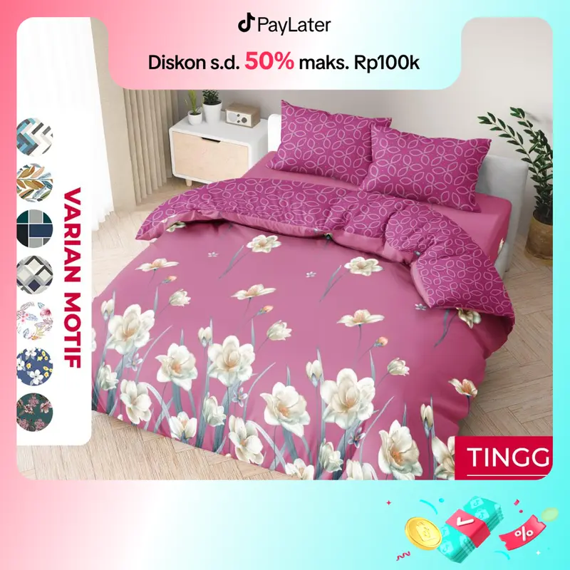 [Best Seller] - Kintakun DLUXE Bedcover Set Fitted Tinggi 25cm 160x200 / 180x200 Aesthetic Multivarian Kain Double Karet Tali Kasur Sarung Bantal 0