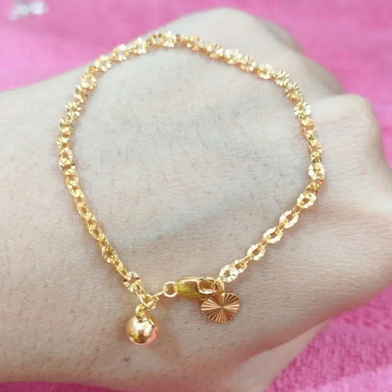 Elegan Gelang tangan wanita motif nuri ukir gelang tangan Titanium gold anti karat gratis ongkir