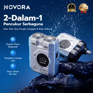 Alat cukur mini NOVORA dapat dicuci dengan air (seluruh bodi), pengisian cepat Type-C 1,5 jam, dilengkapi kunci perjalanan pintar. Garansi 1 tahun.