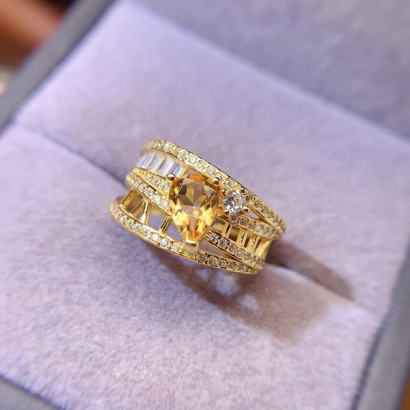 Hot goods arrived! Natural citrine 925 silver ring    5️*7mm 4