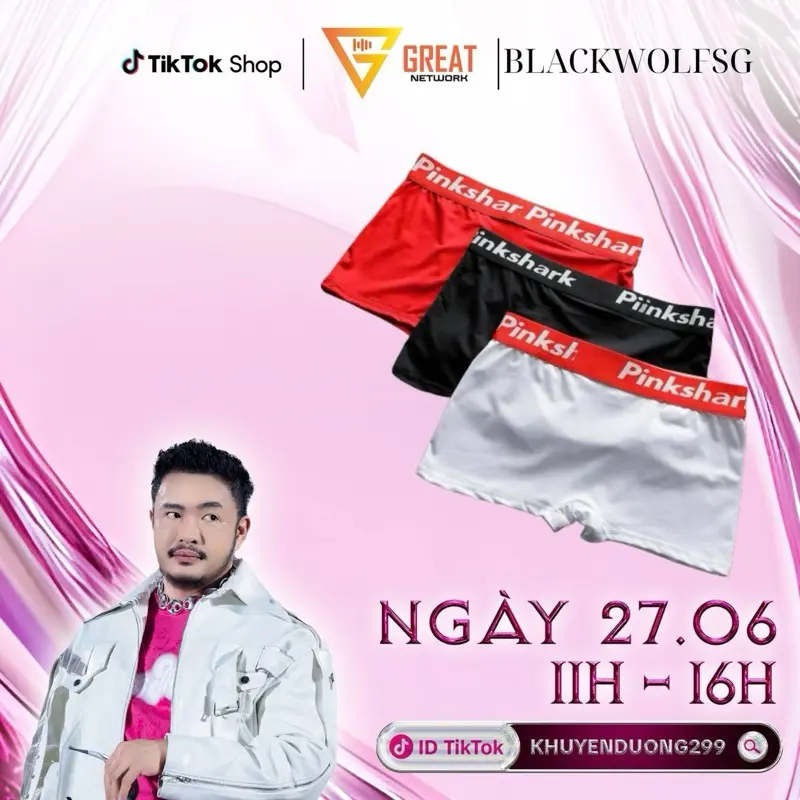 Hộp 3  Quần boxer nam  Pink Shark ( thun Lanh)co giãn 4 chiều Menswear Quần Boxer Sịp Boxer Quần Lót quần 0