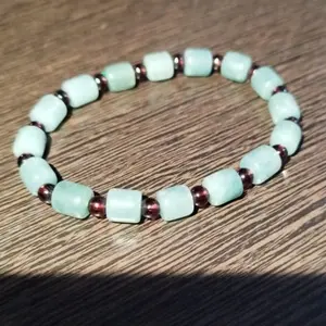 Natural Crystal Jadeite with Garnet Bracelet