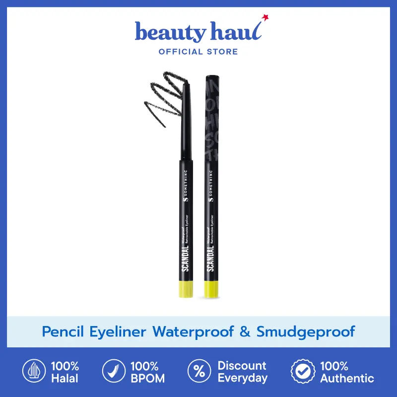 SOMETHINC SCANDAL Waterproof Retractable Eyeliner - Somethinc Eyeliner, Eyeliner Hitam Waterproof dan Tahan Lama, Eyeliner Smudgeproof