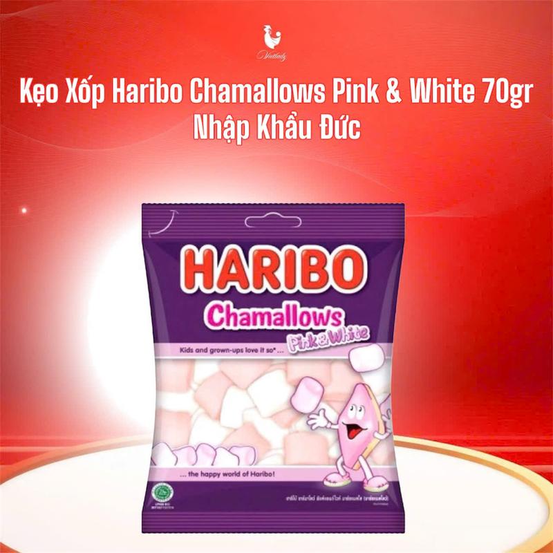 Kẹo Xốp Haribo Chamallows Pink & White 70gr nhập khẩu Đức 0