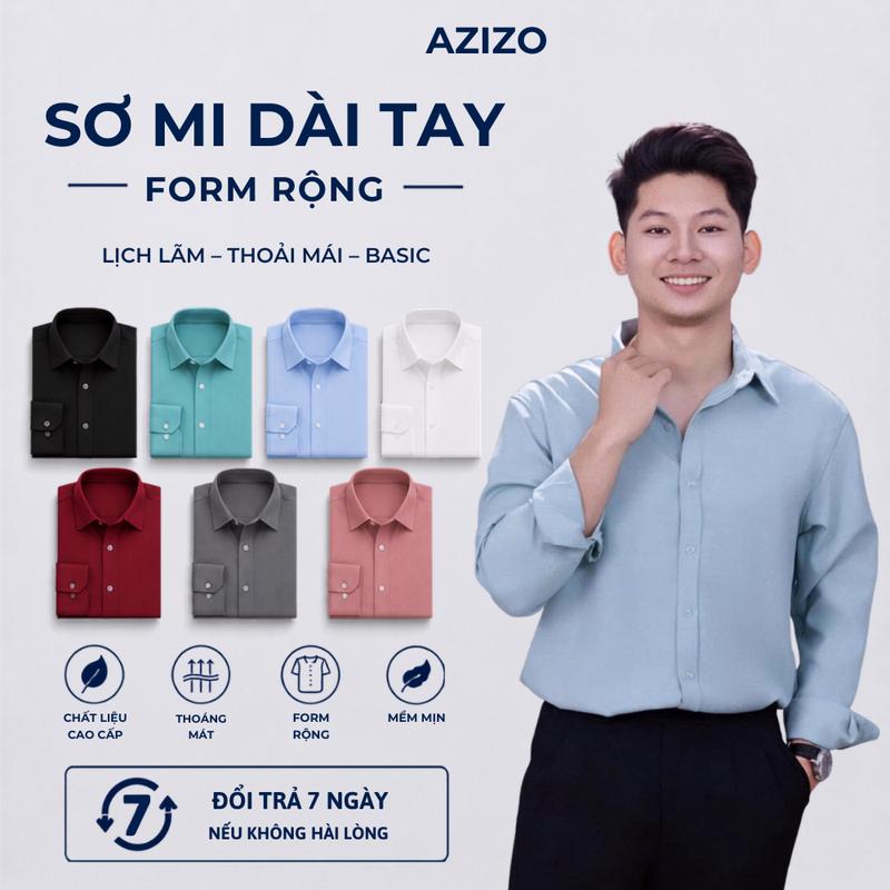 [Hàng limited] Áo Sơ Mi Nam Dài Tay AZIZO - Công Sở Form Rộng, Cotton Cao Cấp Mềm Nhẹ, Thấm Hút Tốt, BigSize 85kg