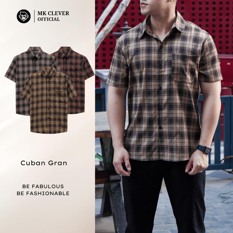 Áo sơ mi Cổ Đức Gran MK CLEVER họa tiết kẻ sọc, Chất liệu vải kẻ lạnh siêu đẹp, form dáng trẻ trung Menswear Nam
