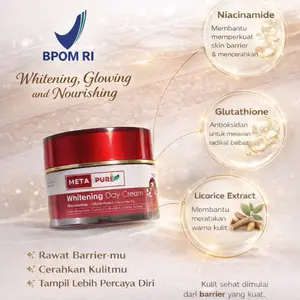 METAPURE Whitening Day Cream 1 pcs – Cream  Mencerahkan, Glowing & Melembabkan kulit mengandung Niacinamide (BPOM)