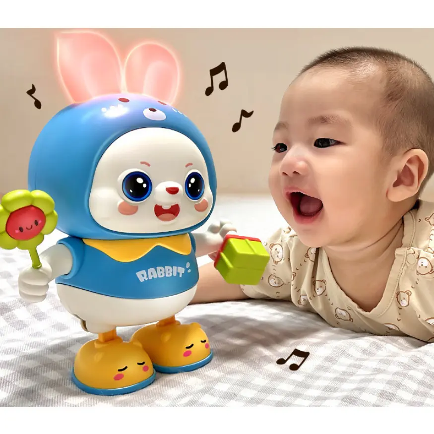 Đồ chơi thỏ đánh đàn guitar có đèn nhac cho bé vui nhộn , Đồ chơi thỏ phát nhạc nhún nhảy cho trẻ giải trí