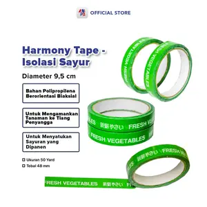 Isolasi Sayur Harmony Tape / Lakban Fresh Vegetables Warna Hijau Ukuran 18mm*35m*192 / PBNB