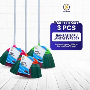 Jiansae Sapu Lantai Kayu Rayung Ijuk Anti Rontok Rumah Type 337 Isi 3 Pcs sapu  lantai pengki  sampah sapu  anak  kos broom sapu  ijuk  tahan  lama