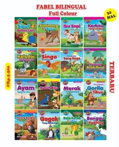 1 PAKET ISI 10 Buku Cerita Anak Seri Kisah Fabel Inspiratif Dunia Binatang Edisi Bilingual 2 Bahasa Bergambar Full Color SJ Books - Serba Jaya
