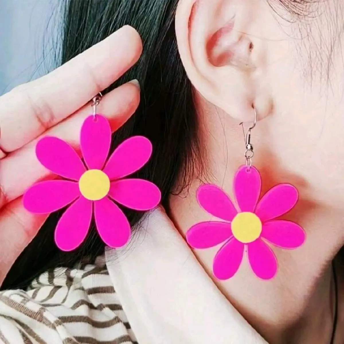 Anting Gantung Model Bunga Daisy Aneka Warna Elegan 637 Earrings Aksesoris anting-anting