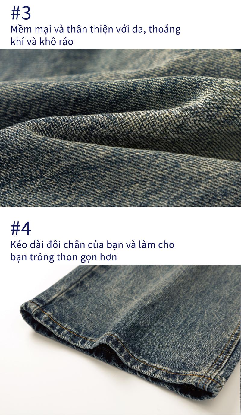 Product Introduction of Quần Thường Ngày Denim Làm Cũ, URSGGON, Phong Cách Cổ Điển Mỹ, Thêu Khâu Ngẫu Nhiên, Ống Loe Siêu Nhỏ Thư Giãn, Dành Cho Nam Và Nữ, Rằn Ri Hoàng Hôn, URS-UG3003 8