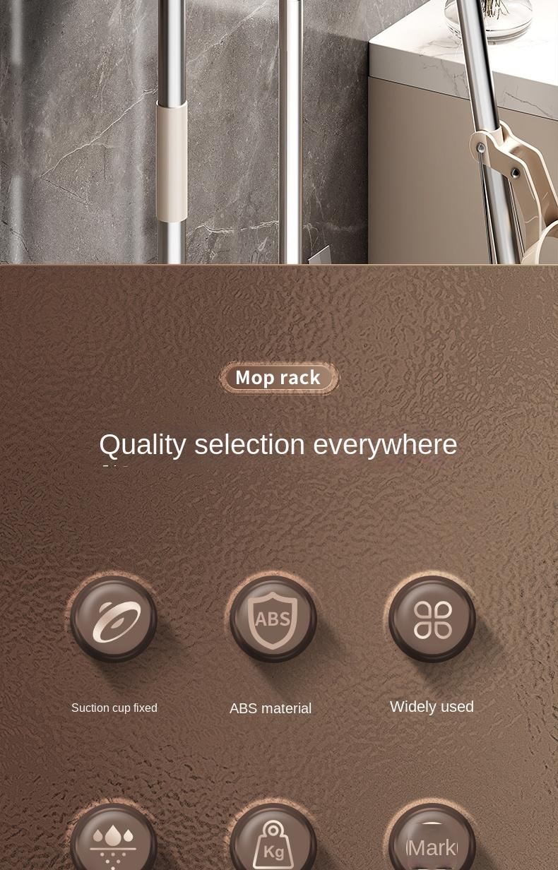 Product Introduction of Suction Cup Mop Holder Hook Two Clips No Drilling Household Bathroom Simple Storage Clip Movable Mop Holder 1